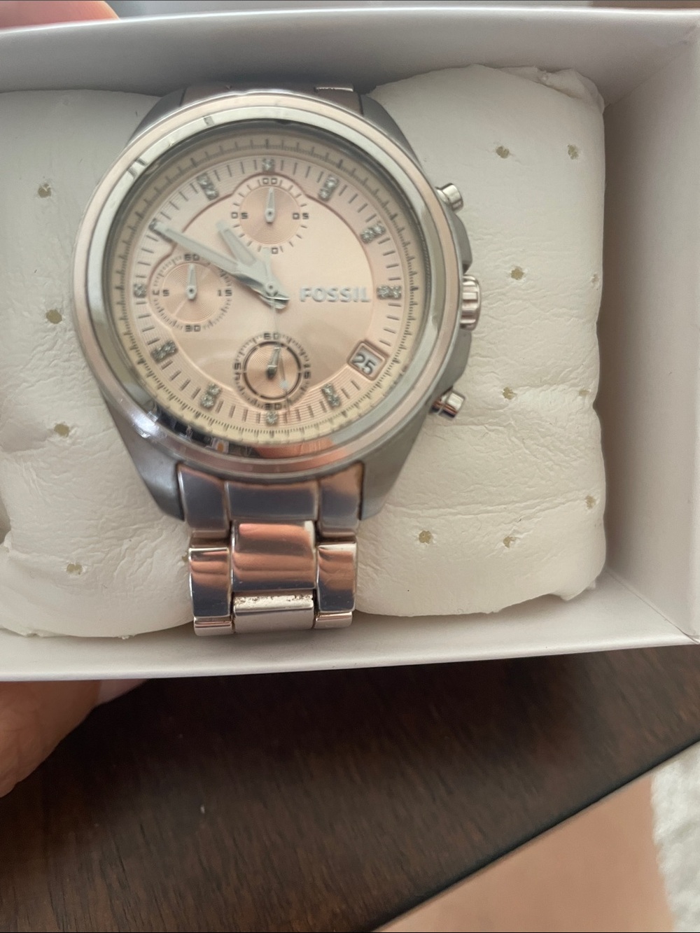 Fossil Womens Blush Boyfriend style Watch with Pink Dial